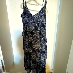 Tie strap summer ruffled Tommy Hilfiger dress.  Asymmetrical hem.